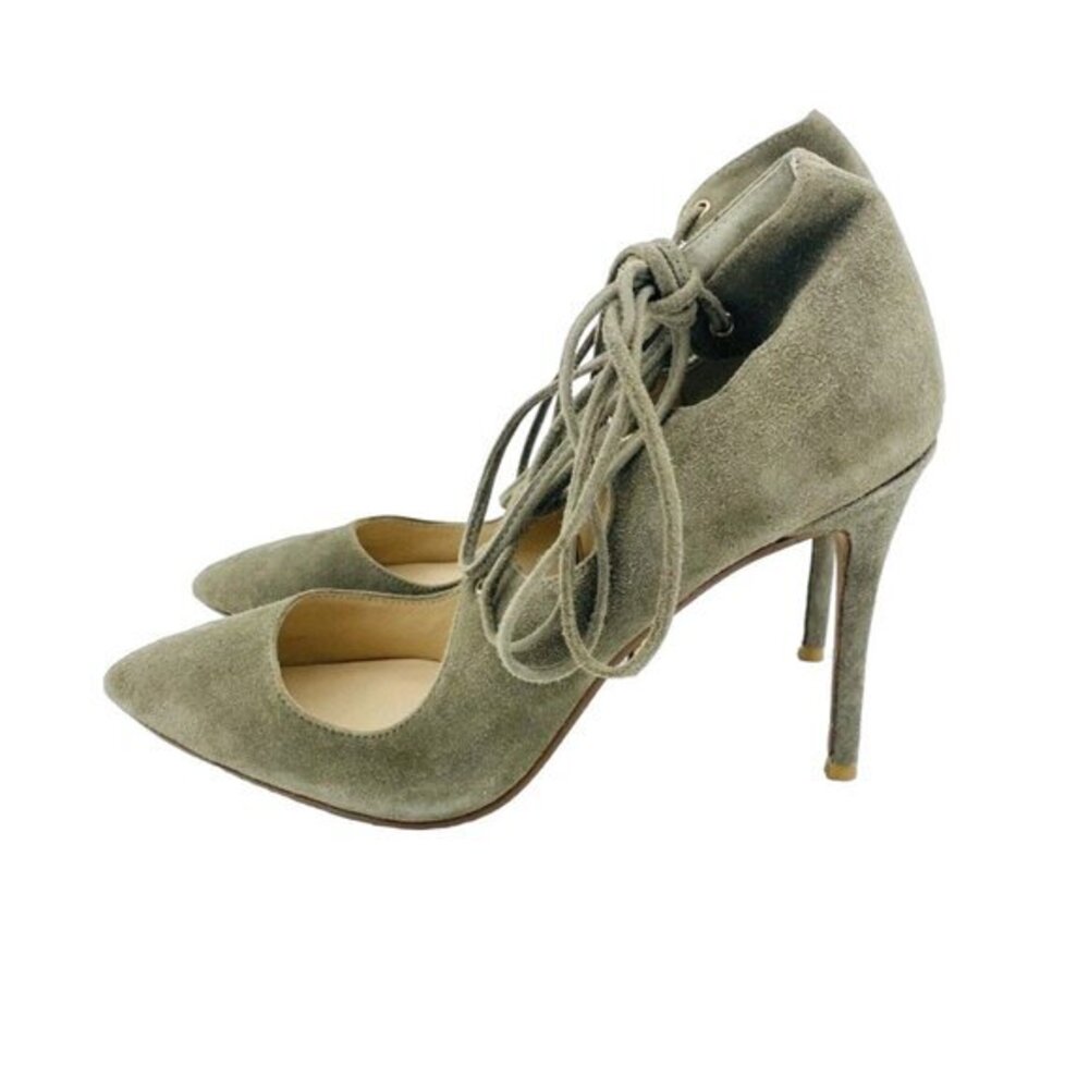 Raye Tessa Pumps Stilettos High Heels Green Suede Leather Lace Up SZ 7 New